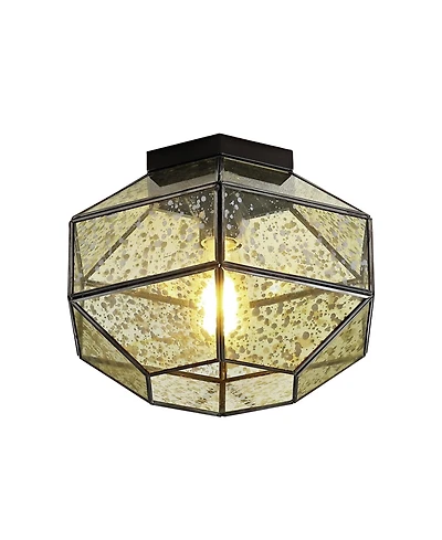 Jonathan Y Evelyn Vintage Farmhouse Iron/Glass Led Flush Mount