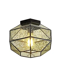 Jonathan Y Evelyn Vintage Farmhouse Iron/Glass Led Flush Mount