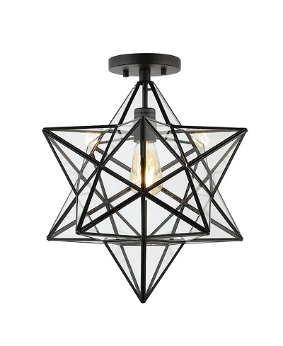 Jonathan Y Ava Farmhouse Bohemian Iron/Glass Led Semi Flush Mount Ceiling Light