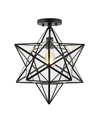 Jonathan Y Ava Farmhouse Bohemian Iron/Glass Led Semi Flush Mount Ceiling Light