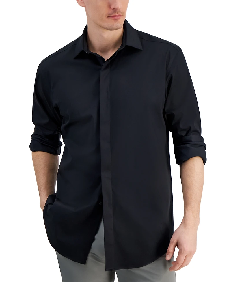 Alfani Men's Regular Fit Covered Placket Tuxedo Shirt, Created for Macy's
