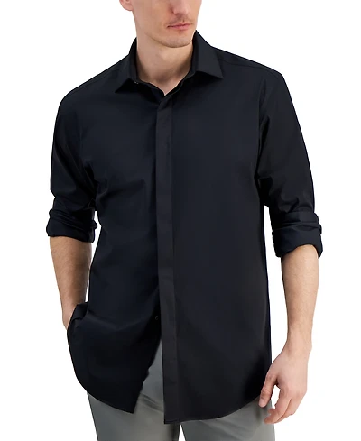 Alfani Men's Regular Fit Covered Placket Tuxedo Shirt, Created for Macy's