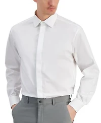 Alfani Mens Covered Placket Tuxedo Shirt Regular Slim Fit