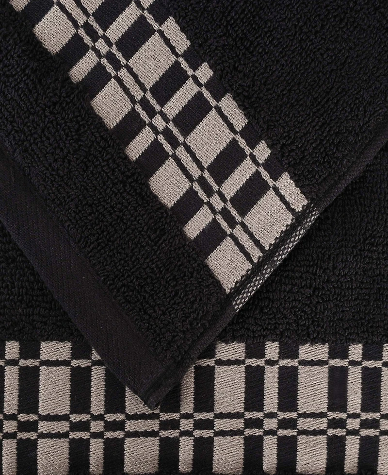 Superior Larissa Geometric Embroidered Jacquard Border Cotton -Pc. Bath Towel Set