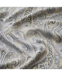Hlc.me Paris Paisley Decorative Print Damask Pattern Light Reducing Filtering Grommet Window Curtain Panels, Set of 2 (Grey yellow