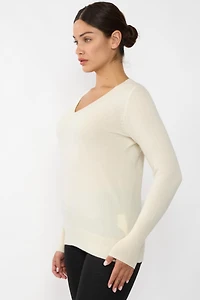 Jennie Liu Women's 100% Pure Cashmere Long Sleeve Ava V Neck Pullover Sweater