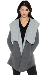 Jennie Liu Women's 100% Pure Cashmere Long Sleeve 2-tone Double Face Cascade Open Cardigan Sweater