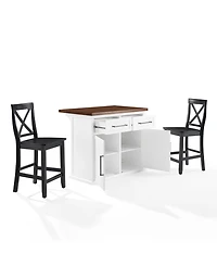 Crosley Furniture Bartlett 42" Wood Top Kitchen Island W/X-Back Stools