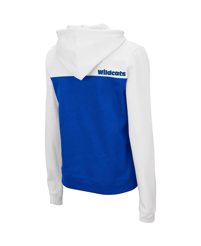 Women's Colosseum White, Royal Kentucky Wildcats Aidan Lightweight Quarter-Zip Hoodie