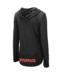 Women's Colosseum Black Nc State Wolfpack My Lover Lightweight Hooded Long Sleeve T-shirt