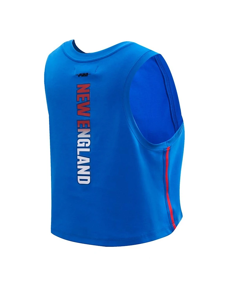 Women's Pro Standard Royal New England Patriots Ombre Wordmark Classic Cropped Tank Top