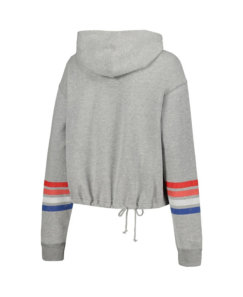 Women's '47 Brand Heather Gray Distressed New England Patriots Upland Bennett Pullover Hoodie