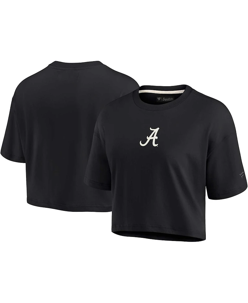 Women's Fanatics Signature Black Alabama Crimson Tide Super Soft Boxy Cropped T-shirt