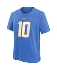 Big Boys Nike Justin Herbert Powder Blue Los Angeles Chargers Player Name and Number T-shirt