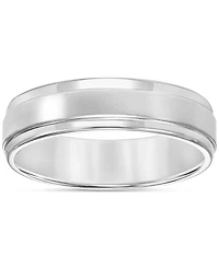 Men's Comfort Fit Brushed Finish Bevel Edge Wedding Band in Platinum