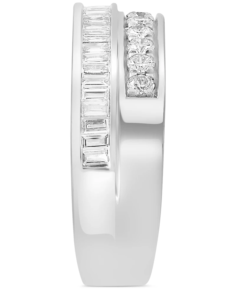 Effy Diamond Baguette & Round Double Row Ring (1/2 ct. t.w.) in 14k White Gold