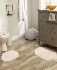 Superior Oval Solid Non-Skid Washable Cotton 2-Pc. Bath Rug Set