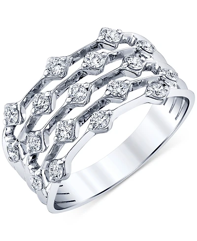Diamond Openwork Multirow Statement Ring (1/2 ct. t.w.) in 14k White Gold