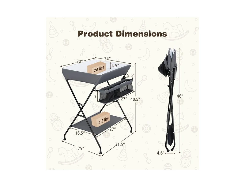 Baby Storage Folding Diaper Changing Table
