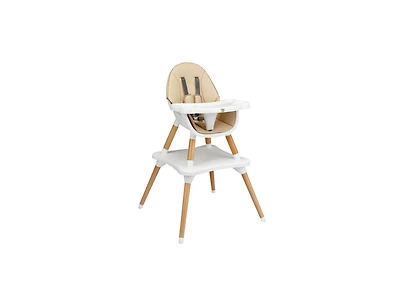 Slickblue Girls 5-in-1 Eat and Grow Convertible Wooden High Chair with Detachable Tray