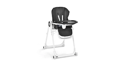 Slickblue Girls High Chair Foldable Feeding Chair with 4 Lockable Wheels
