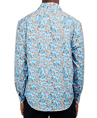 Society of Threads Men's Slim-Fit Performance Stretch Floral Print Long-Sleeve Button-Down Shirt