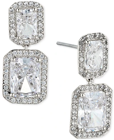Eliot Danori Cubic Zirconia Emerald Halo Drop Earrings