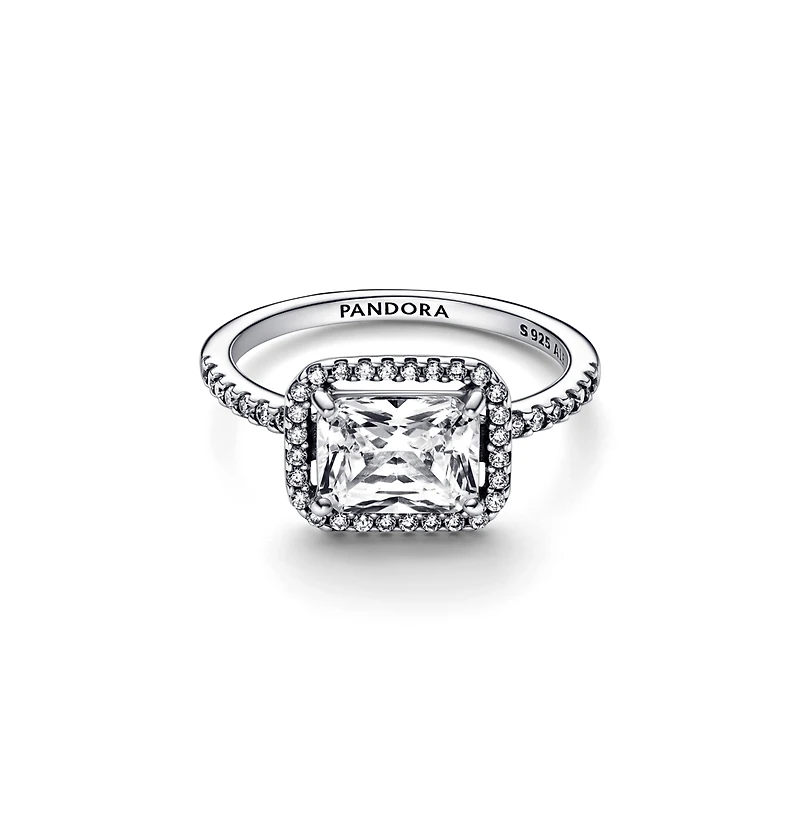Pandora Cubic Zirconia Timeless Rectangular Sparkling Halo Ring