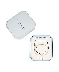 Unwritten Blue Sapphire Cubic Zirconia Tennis and Cuff 2 Piece Bracelet Set