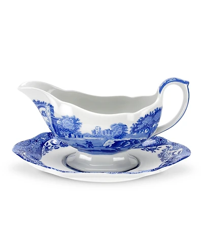 Spode Blue Italian Gravy Boat & Stand