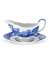 Spode Blue Italian Gravy Boat & Stand