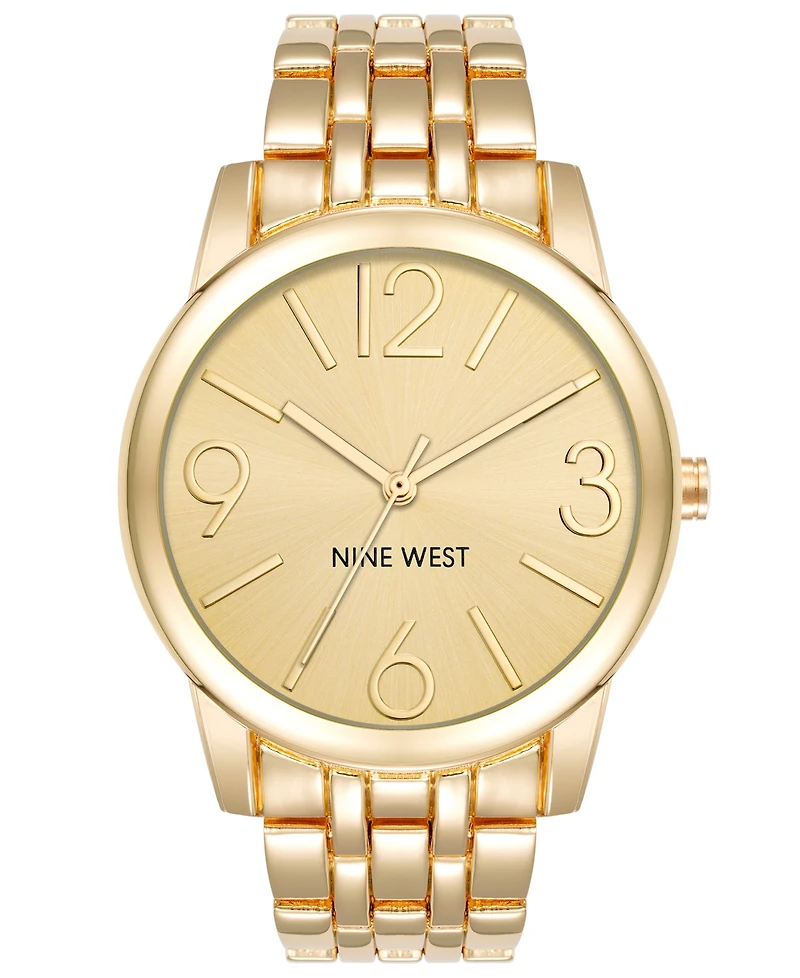 Nine West Women's Quartz Gold-Tone Alloy Link Bracelet Watch, 39mm