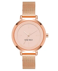 Nine West Women's Quartz Rose Gold-Tone Stainless Steel Mesh Band Watch
