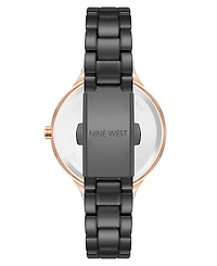 Nine West Women's Quartz Black Alloy Link Bracelet Watch, 34mm