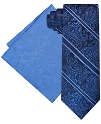 Steve Harvey Men's Stripe Paisley Tie & Pocket Square Set