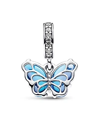 Pandora Cubic Zirconia Blue Murano Glass Butterfly Dangle Charm