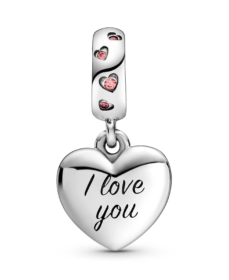 Pandora Cubic Zirconia Mom Script Heart Dangle Charm