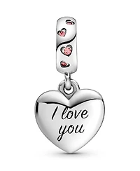 Pandora Cubic Zirconia Mom Script Heart Dangle Charm