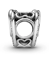 Pandora Cubic Zirconia Sparkling Entwined Hearts Charm