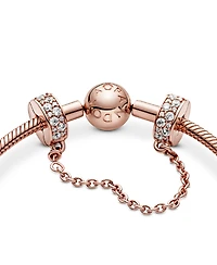 Pandora Sterling Silver Clear Pave Safety Chain Clip Charm