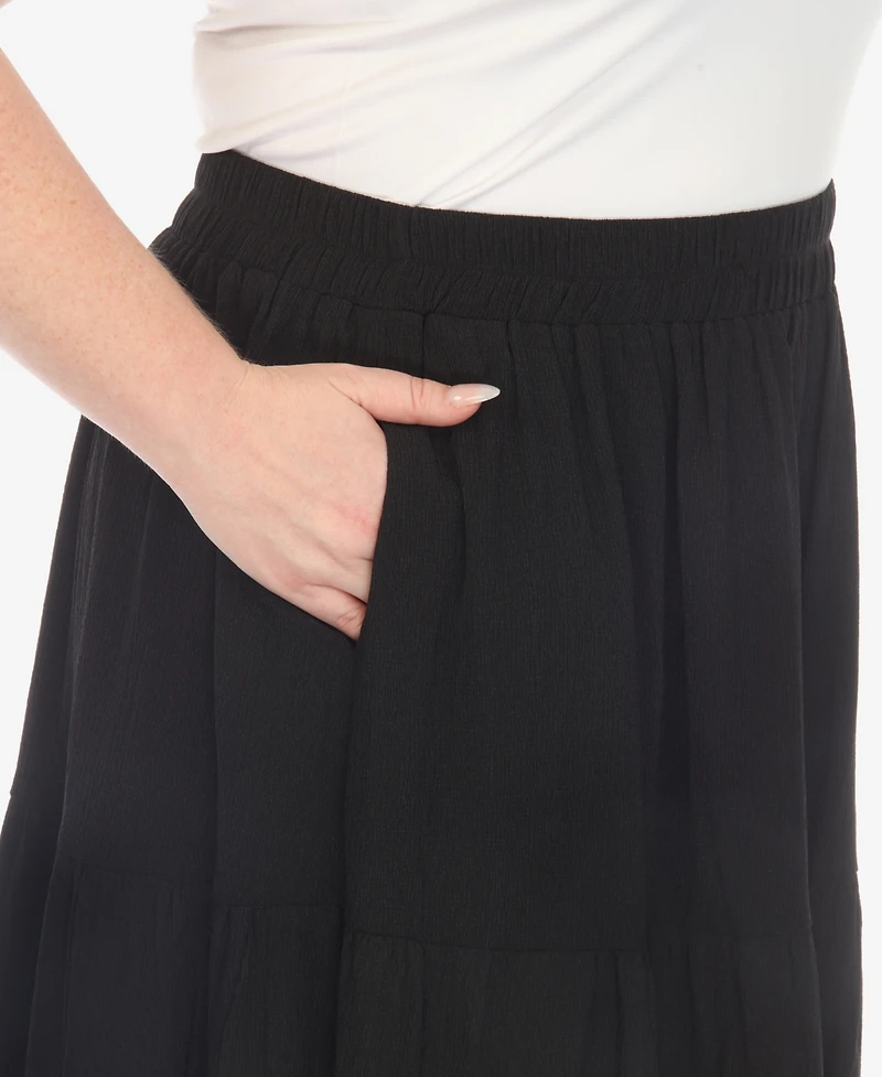White Mark Plus Pleated Tiered Maxi Skirt
