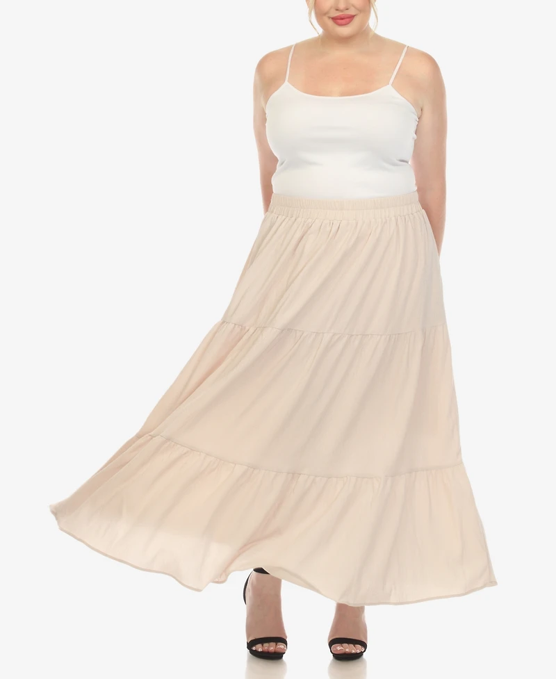 White Mark Plus Pleated Tiered Maxi Skirt