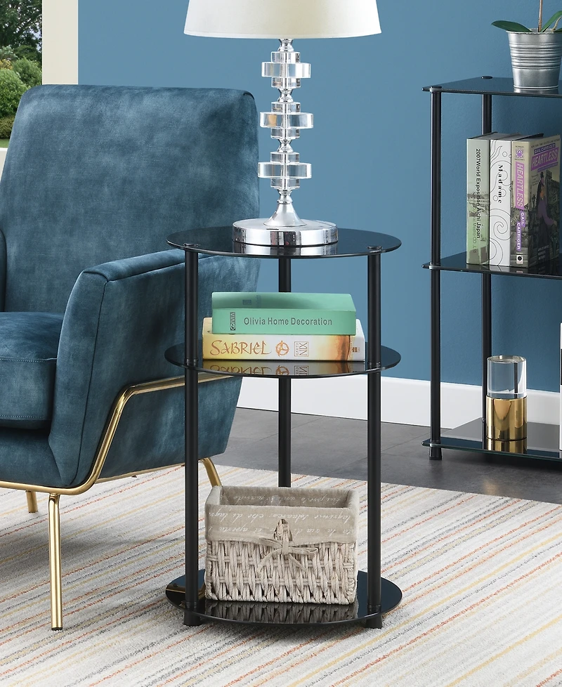 Convenience Concepts 15.75" Glass Designs2Go 3 Tier Round Table