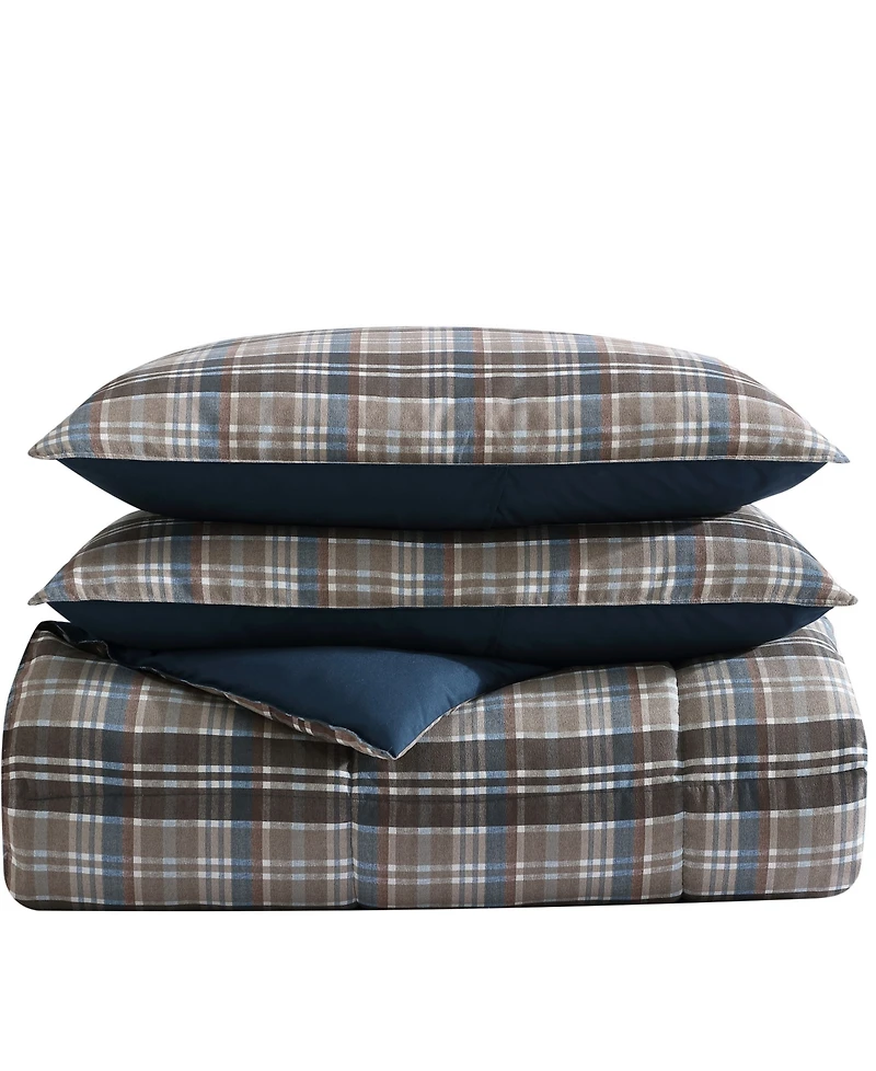 Closeout! Eddie Bauer Rugged Plaid Micro Suede Reversible 3 Piece Duvet Cover Set, King