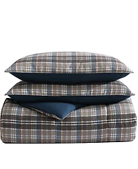 Closeout! Eddie Bauer Rugged Plaid Micro Suede Reversible 3 Piece Duvet Cover Set, King