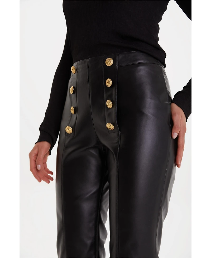 Furniq Uk Women's Black Leather Pants