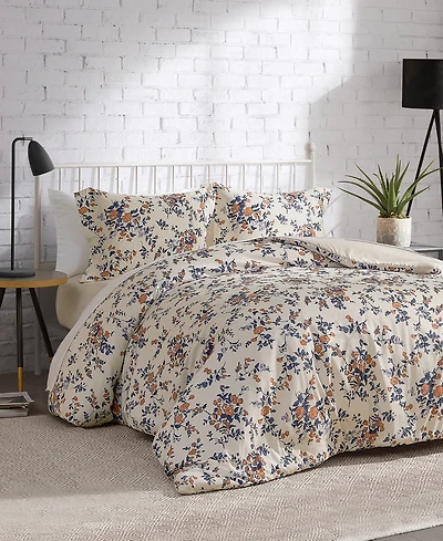 Lucky Brand Garden Bouquet Reversible Microfiber 3-Pc. Duvet Cover Set