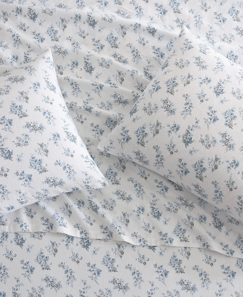 Laura Ashley Cotton Flannel 3 Piece Sheet Set, Twin