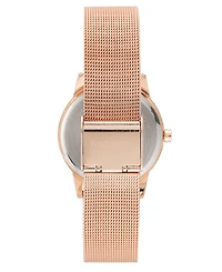 Nine West Women's Quartz Rose Gold-Tone Stainless Steel Mesh Band and Flower Pattern Watch, 35mm