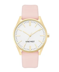 Nine West Women's Quartz Pink Faux Leather Band Watch, 36mm